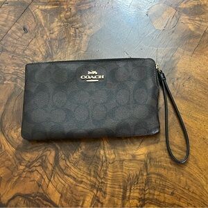 Coach Signature Brown Leather Wristlet